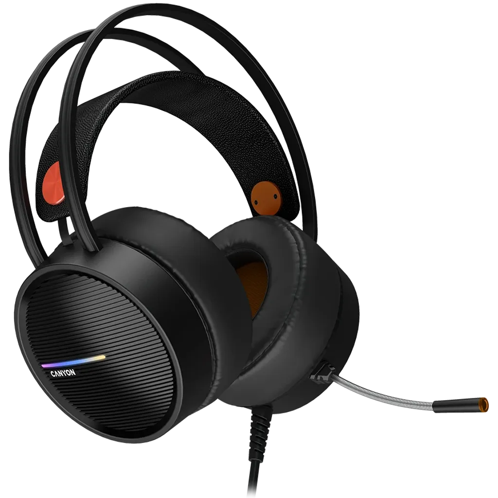 CANYON Interceptor GH-8A spēļu austiņas ar mikrofonu, 50mm, melnas/oranžas