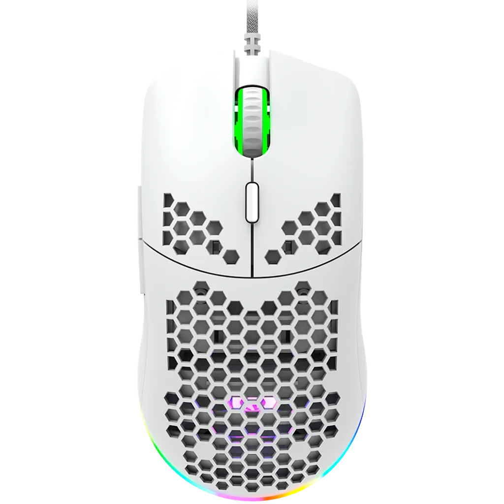 CANYON Puncher GM-11 vadu spēļu pele, RGB, 4200 DPI, 7 pogas, balta