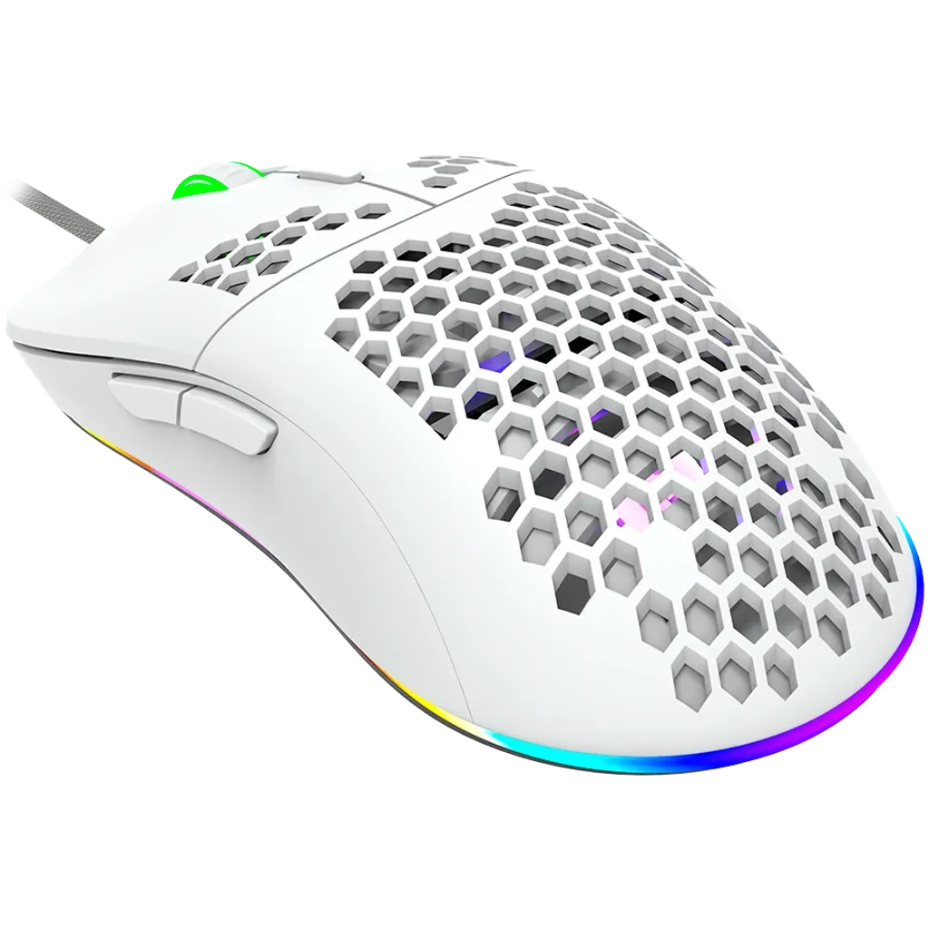 CANYON Puncher GM-11 vadu spēļu pele, RGB, 4200 DPI, 7 pogas, balta