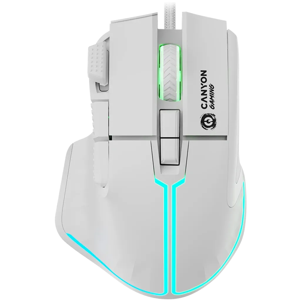 CANYON Fortnax GM-636 vadu spēļu pele, RGB, 20000 DPI, 9 pogas, balta