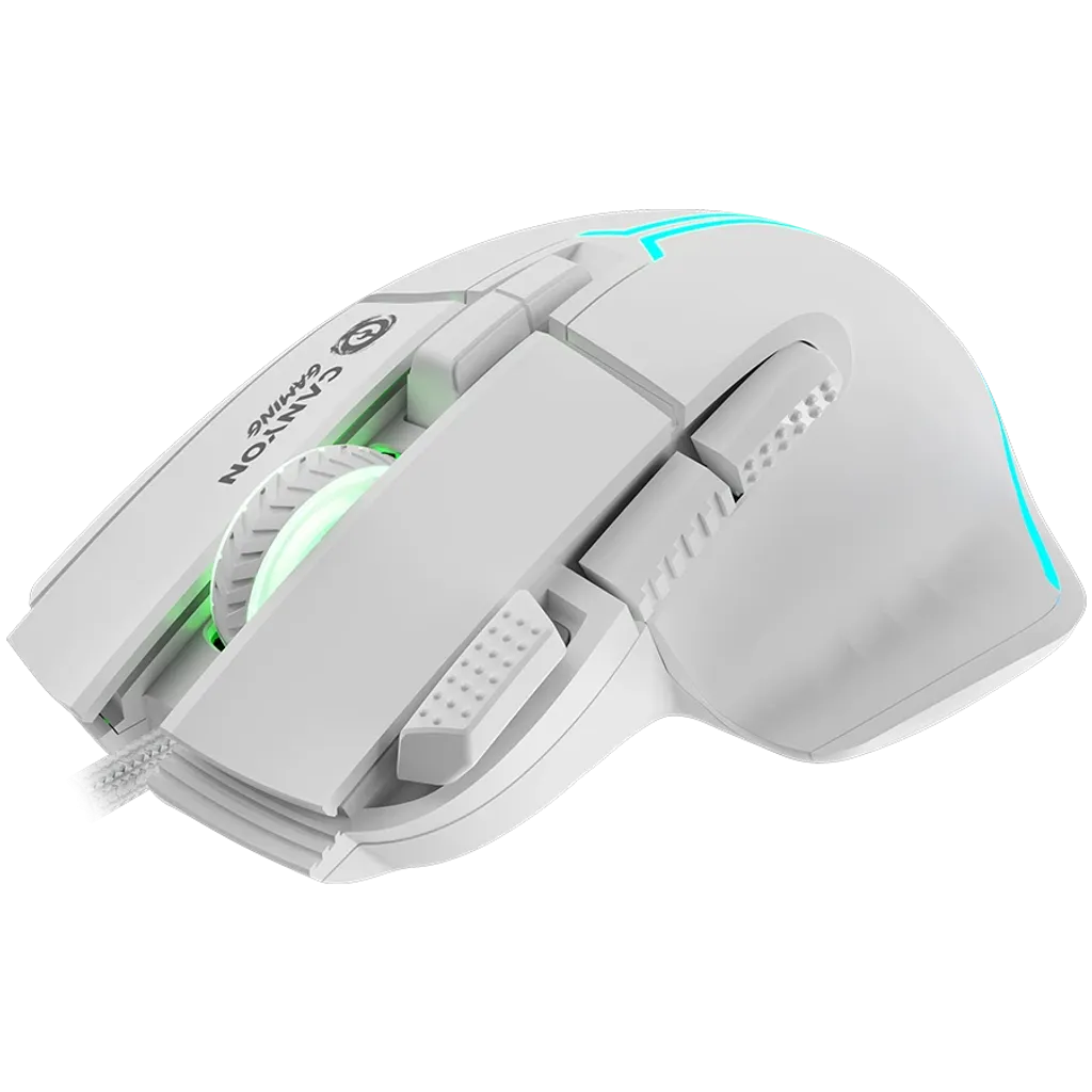 CANYON Fortnax GM-636 vadu spēļu pele, RGB, 20000 DPI, 9 pogas, balta
