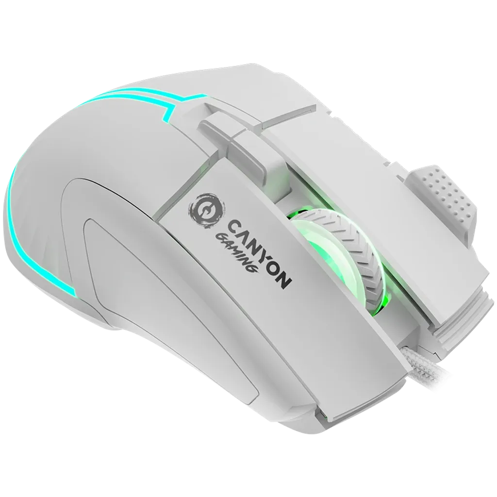 CANYON Fortnax GM-636 vadu spēļu pele, RGB, 20000 DPI, 9 pogas, balta