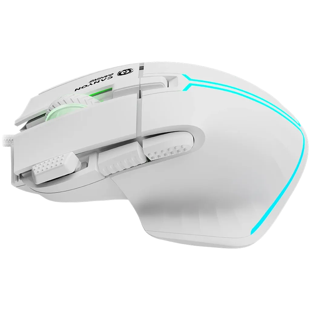 CANYON Fortnax GM-636 vadu spēļu pele, RGB, 20000 DPI, 9 pogas, balta