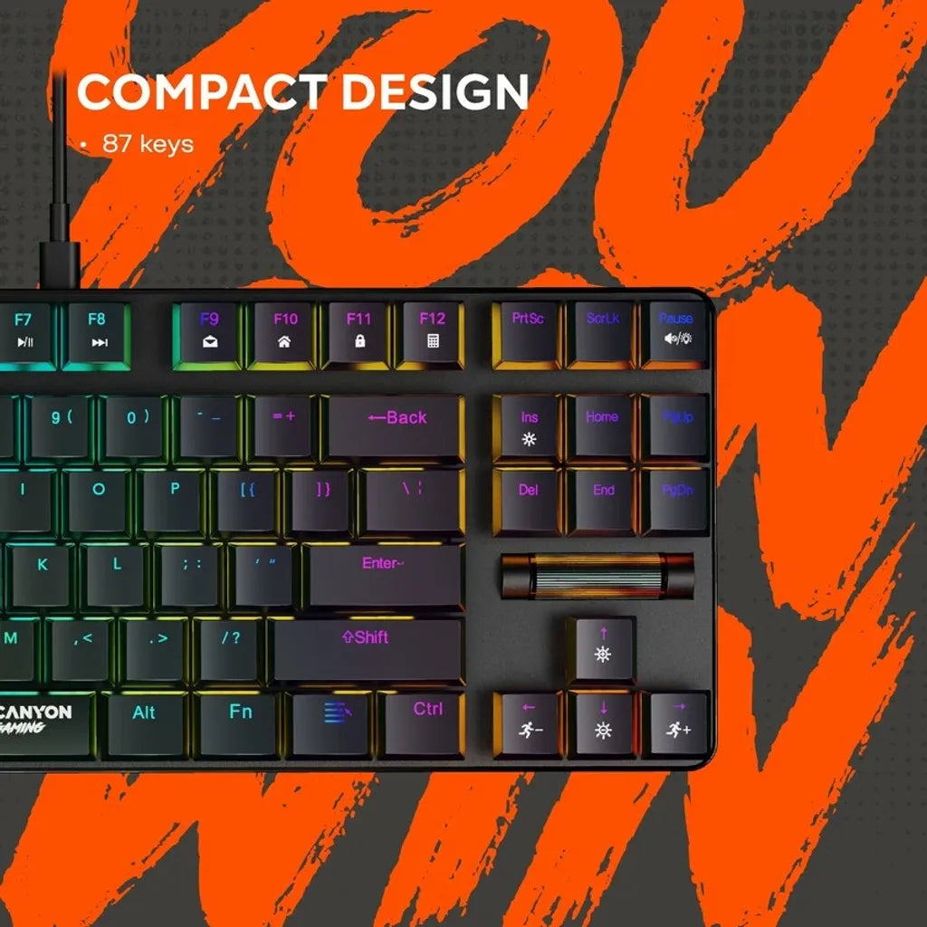 CANYON Cometstrike GK-50 mehāniskā spēļu tastatūra, 87 taustiņi, melna