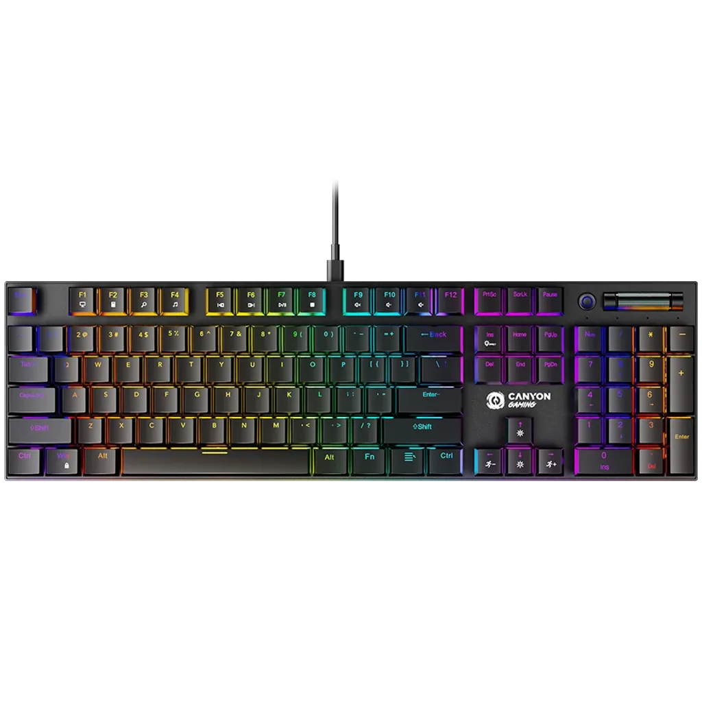 CANYON Cometstrike GK-55 mehāniskā spēļu tastatūra, RGB, 104 taustiņi, melna