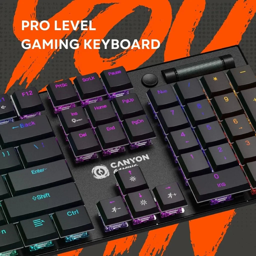 CANYON Cometstrike GK-55 mehāniskā spēļu tastatūra, RGB, 104 taustiņi, melna