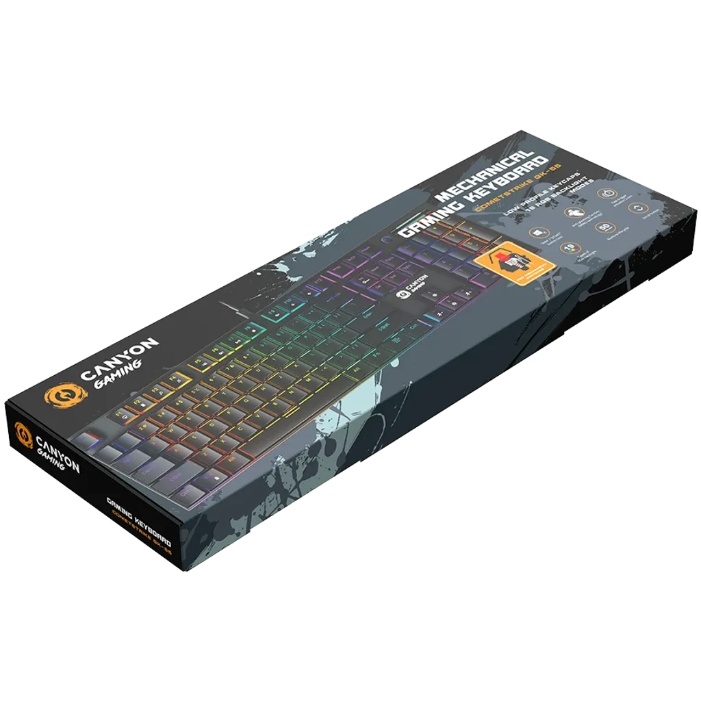 CANYON Cometstrike GK-55 mehāniskā spēļu tastatūra, RGB, 104 taustiņi, melna