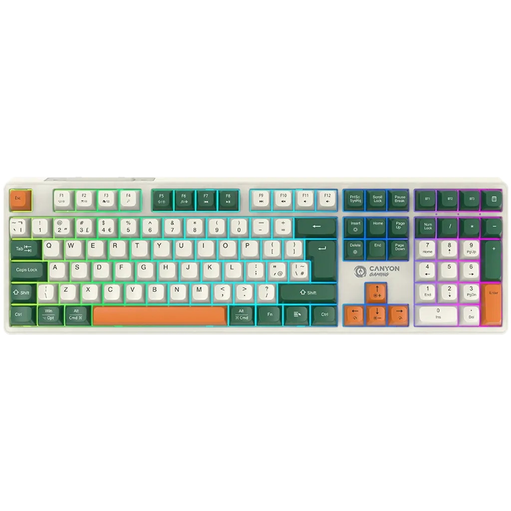 CANYON Shadder GKW-11 bezvadu mehāniskā tastatūra, RGB, 108 taustiņi