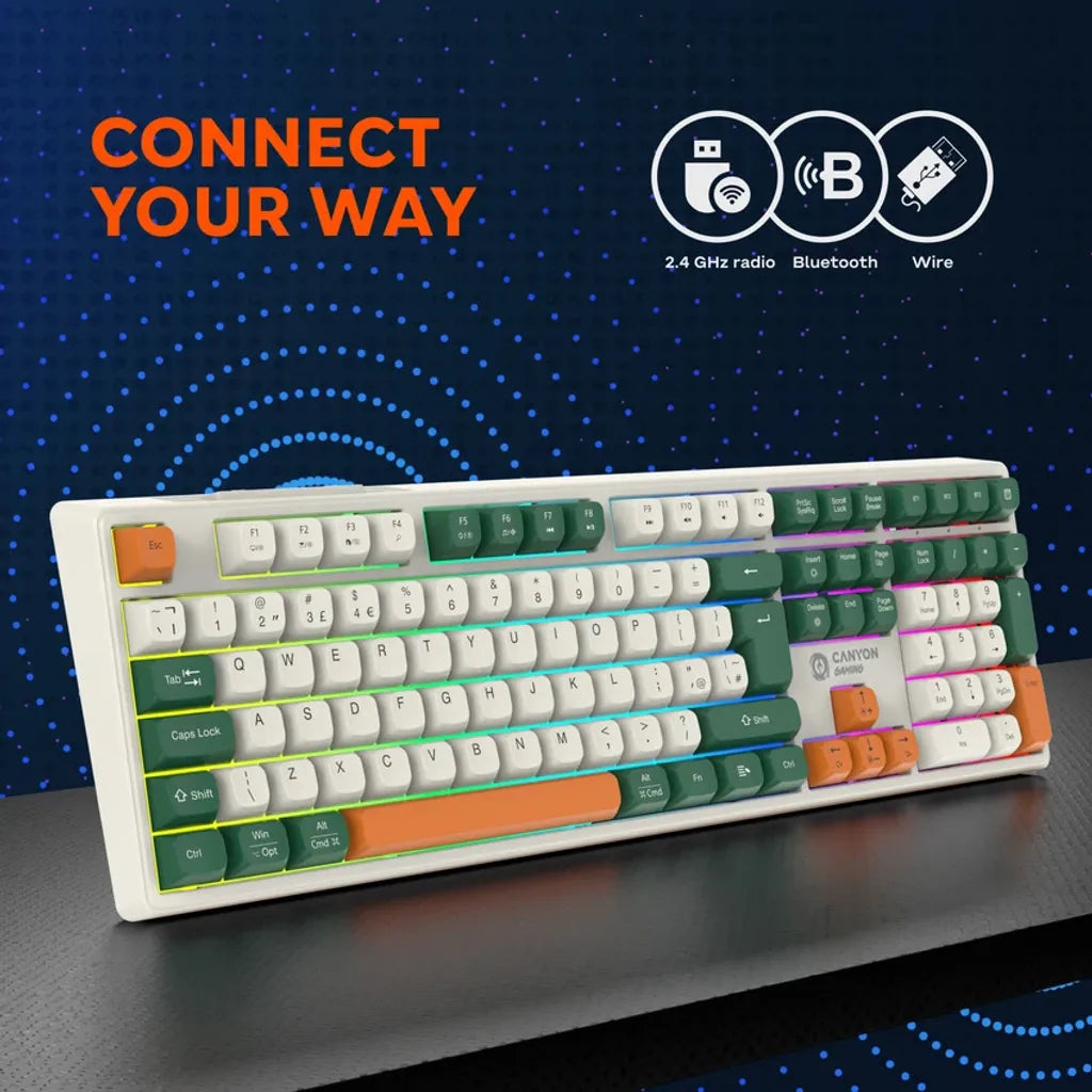 CANYON Shadder GKW-11 bezvadu mehāniskā tastatūra, RGB, 108 taustiņi
