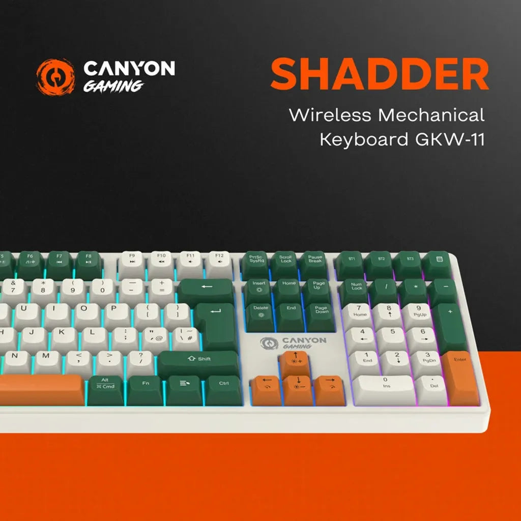 CANYON Shadder GKW-11 bezvadu mehāniskā tastatūra, RGB, 108 taustiņi