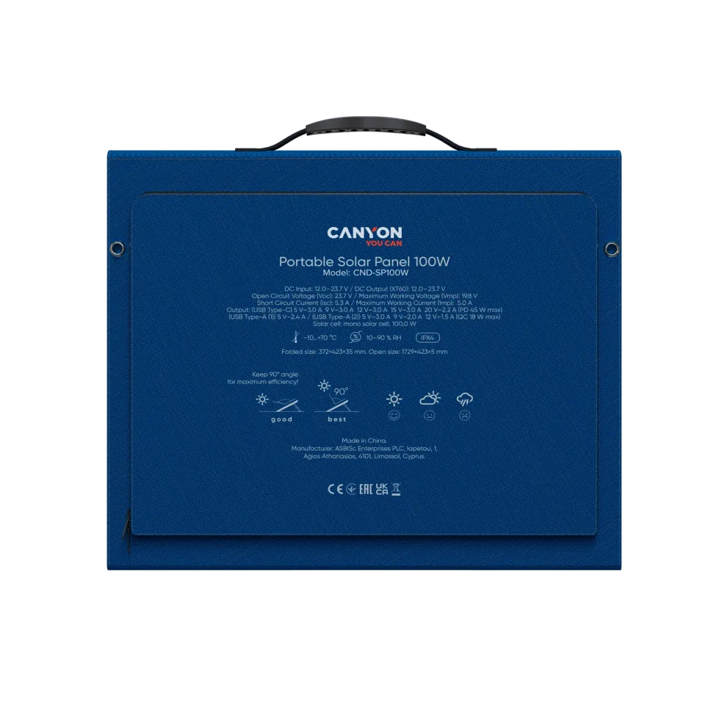 100W CANYON SP100W salokāmais saules panelis PD45W QC18W IPX4
