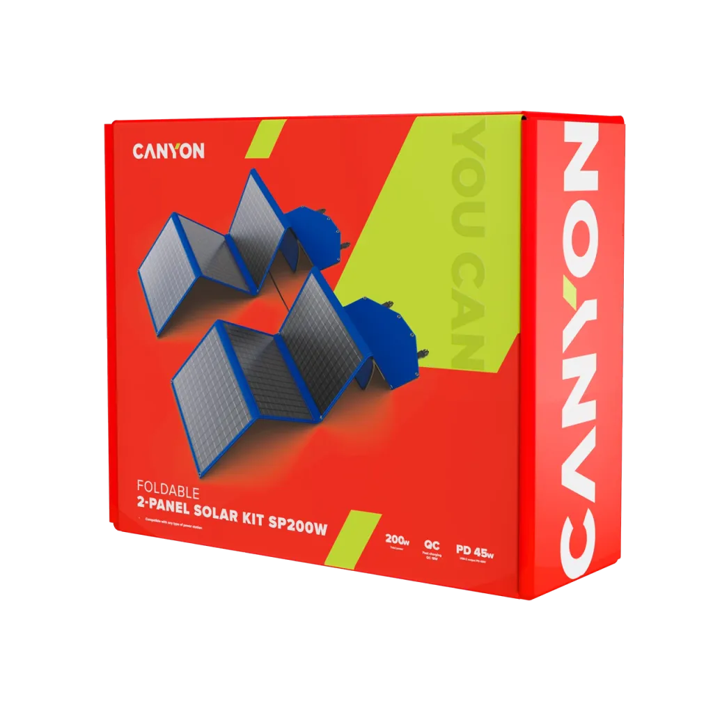 200W CANYON SP200W 2×100W salokāmo saules paneļu komplekts IPX4