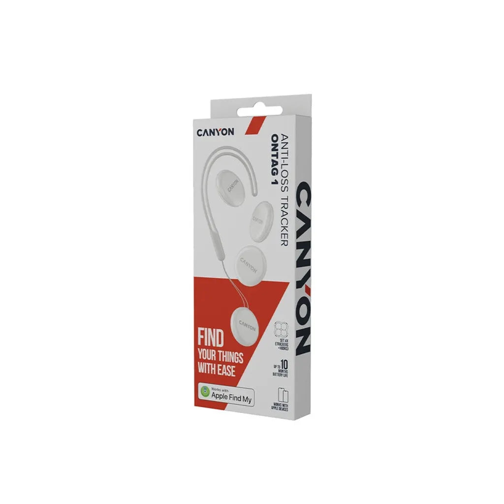 CANYON OnTag 1 Apple Find My Bluetooth izsekotāji, IP66, 4 gab., balti