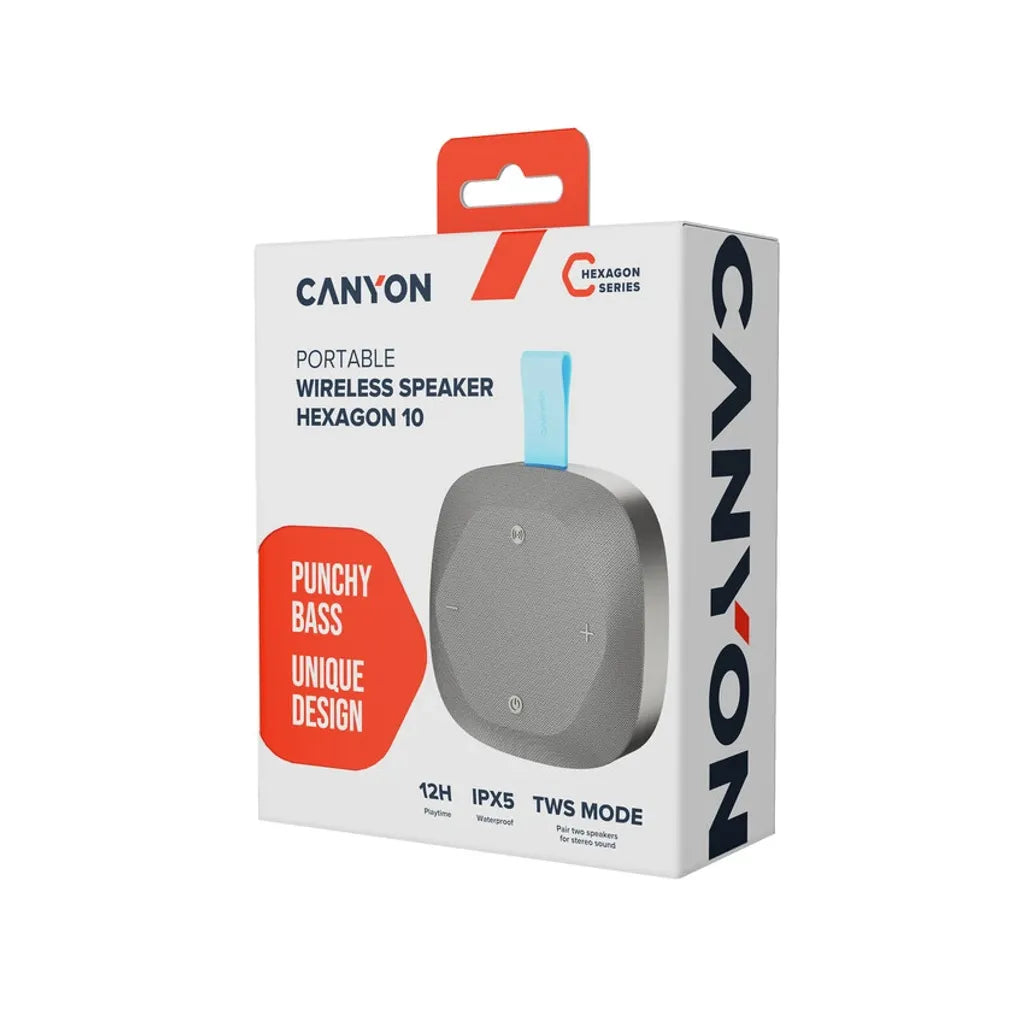 Canyon Hexagon 10 portatīvais Bluetooth skaļrunis, 8 W, pelēks/zils