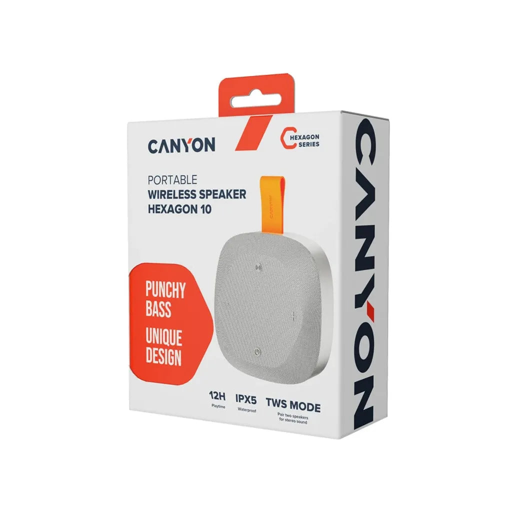 Canyon Hexagon 10 portatīvais Bluetooth skaļrunis, 8 W, pelēks/oranžs