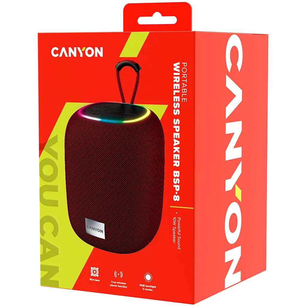 Canyon BSP-8 portatīvais Bluetooth skaļrunis, 10 W, sarkans