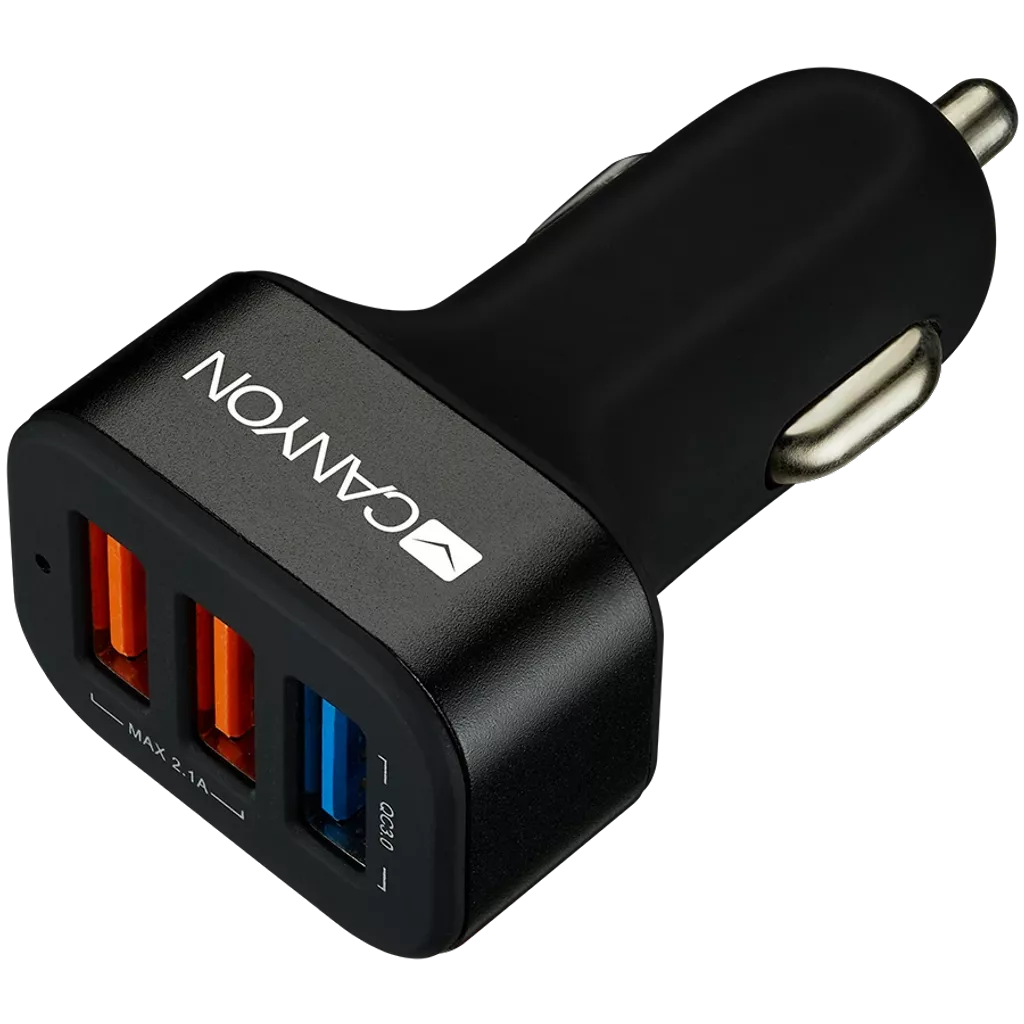 CANYON Car Charger C-07 QC 3.0 2.4A/3USB-A Black