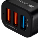 CANYON auto lādētājs C-07 QC 3.0 2.4A/3USB-A Melns
