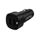 CANYON OnDrive 24 24W auto lādētājs, 2×USB-A, 12/24V, melns