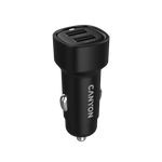 CANYON OnDrive 24 24W auto lādētājs, 2×USB-A, 12/24V, melns