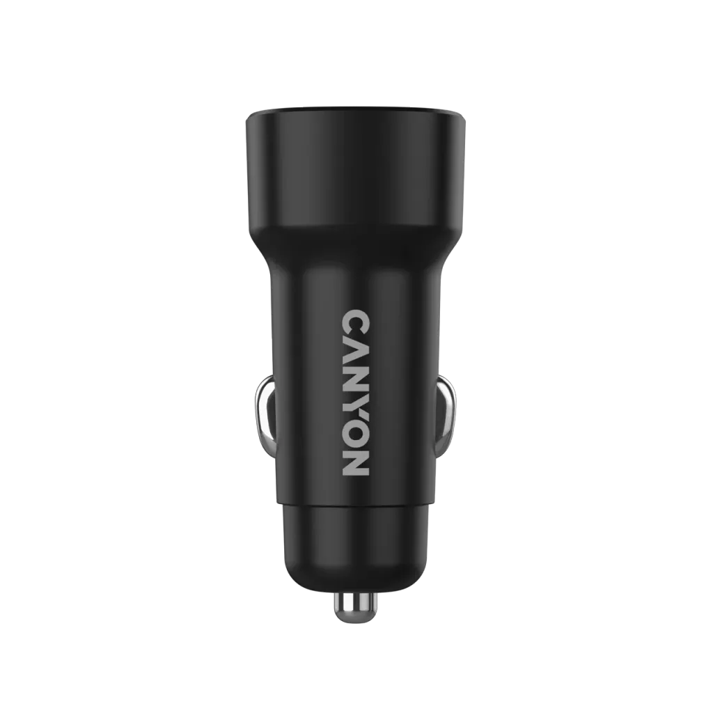 CANYON OnDrive 24 24W auto lādētājs, 2×USB-A, 12/24V, melns