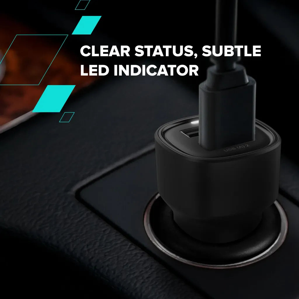 CANYON OnDrive 24 24W auto lādētājs, 2×USB-A, 12/24V, melns