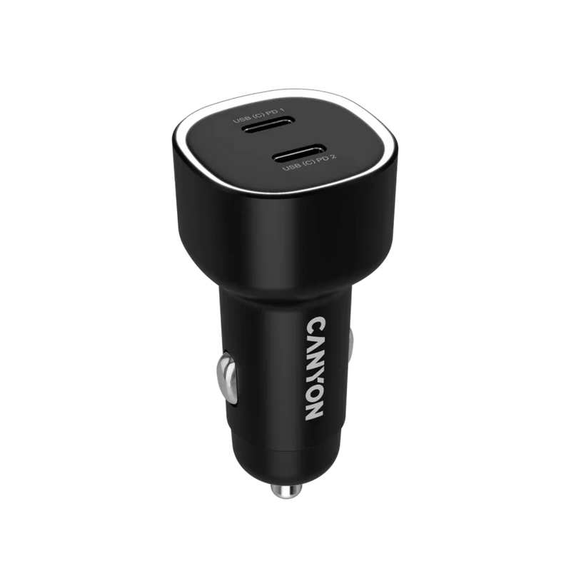 CANYON automašīnas lādētājs OnDrive 60 PD 60 W, 2× USB‑C, melns