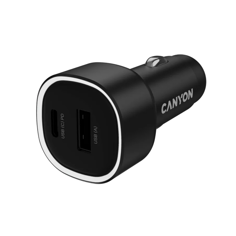 Canyon OnDrive 85 PD 85 W auto lādētājs ar USB-C un USB-A melns