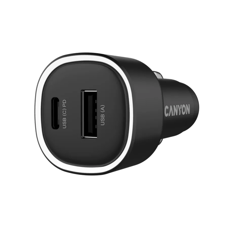 Canyon OnDrive 85 PD 85 W auto lādētājs ar USB-C un USB-A melns