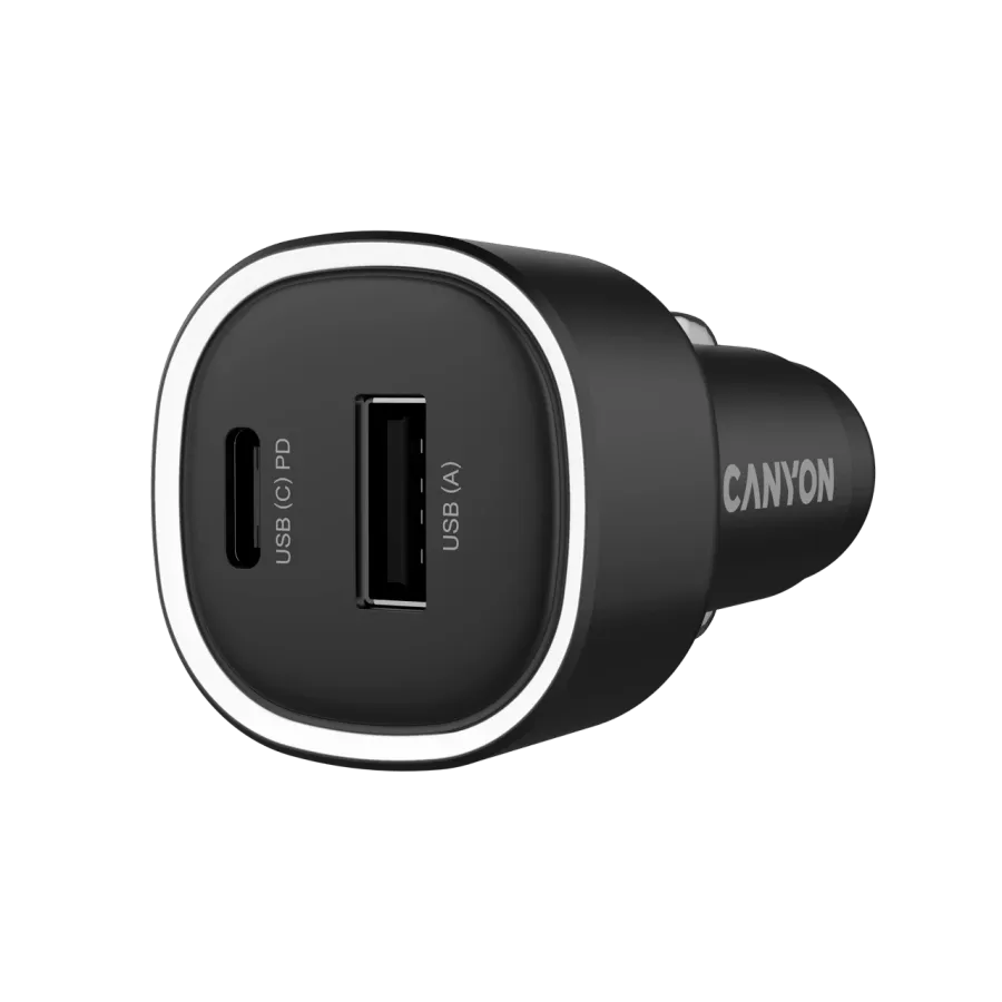 Canyon OnDrive 85 PD 85 W auto lādētājs ar USB-C un USB-A melns