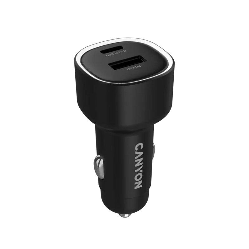 Canyon OnDrive 85 PD 85 W auto lādētājs ar USB-C un USB-A melns