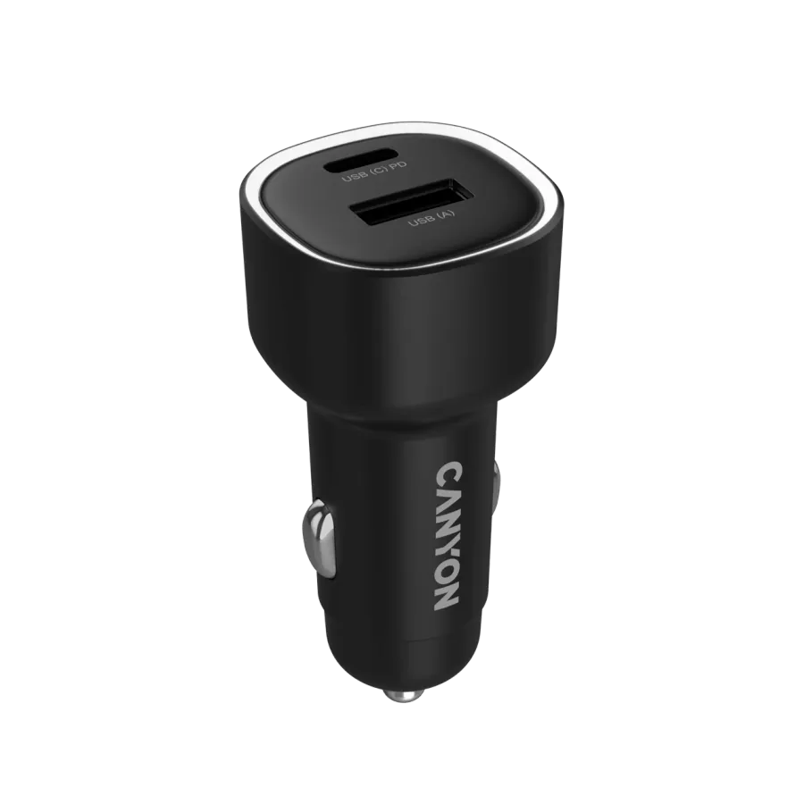 Canyon OnDrive 85 PD 85 W auto lādētājs ar USB-C un USB-A melns