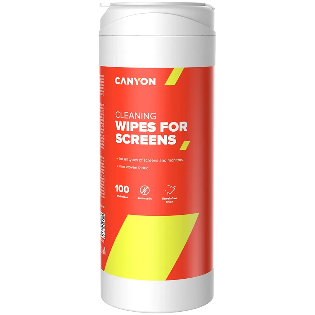 CANYON CCL11 mitrās salvetes ekrānu tīrīšanai, antistatiskas, 100gab.