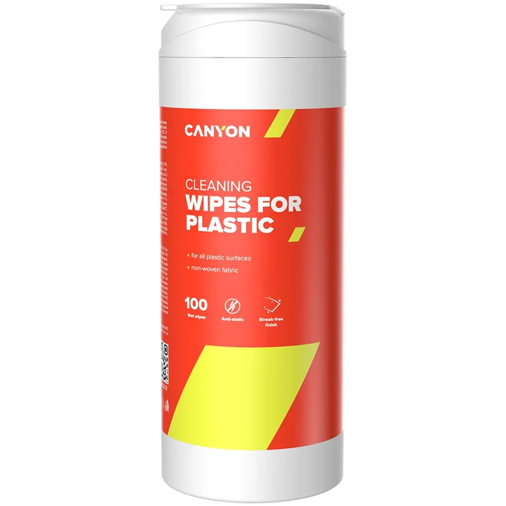 CANYON CCL12 mitrās salvetes plastmasas virsmām, antistatiskas, 100gab.