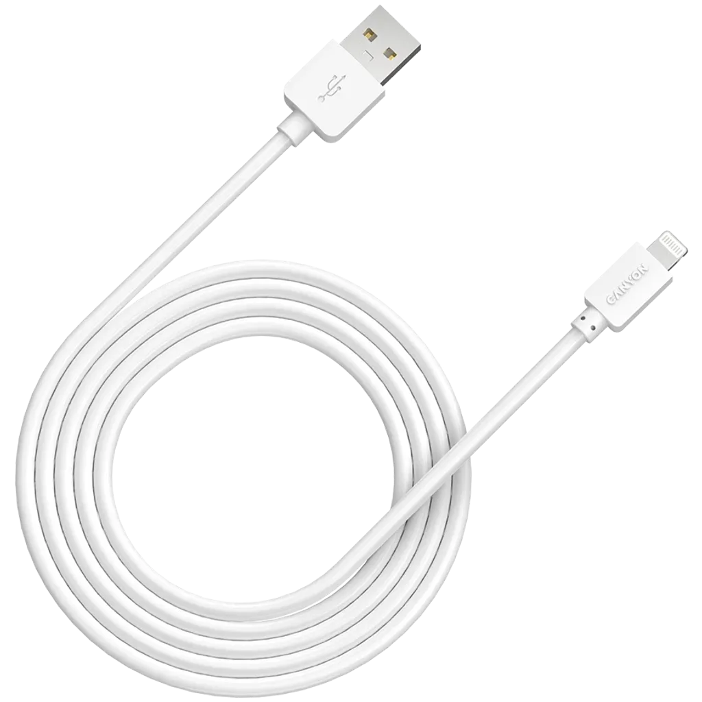Canyon CFI-1 Lightning–USB-A kabelis, 1 m, 5 W, balts
