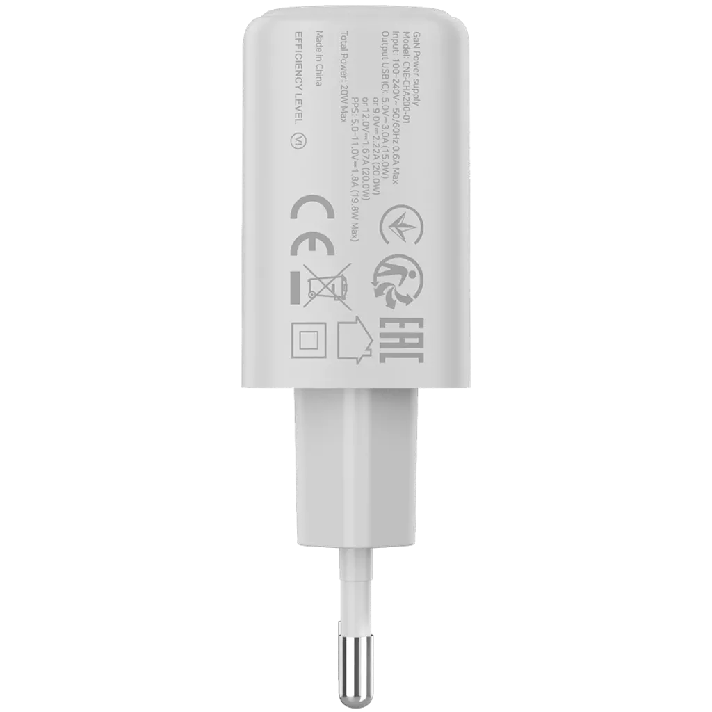 CANYON OnCharge 200 20W USB-C PD/PPS tīkla lādētājs, balts