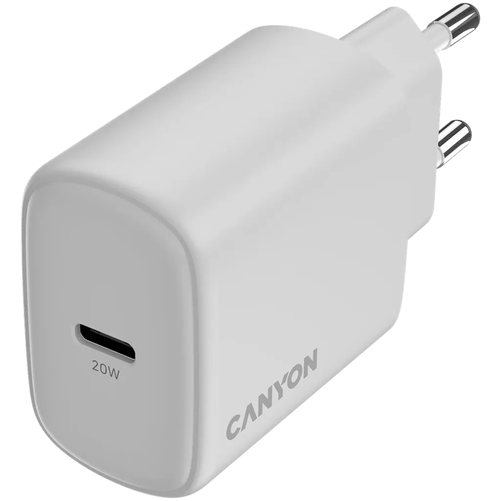 CANYON OnCharge 200 20W USB-C PD/PPS tīkla lādētājs, balts