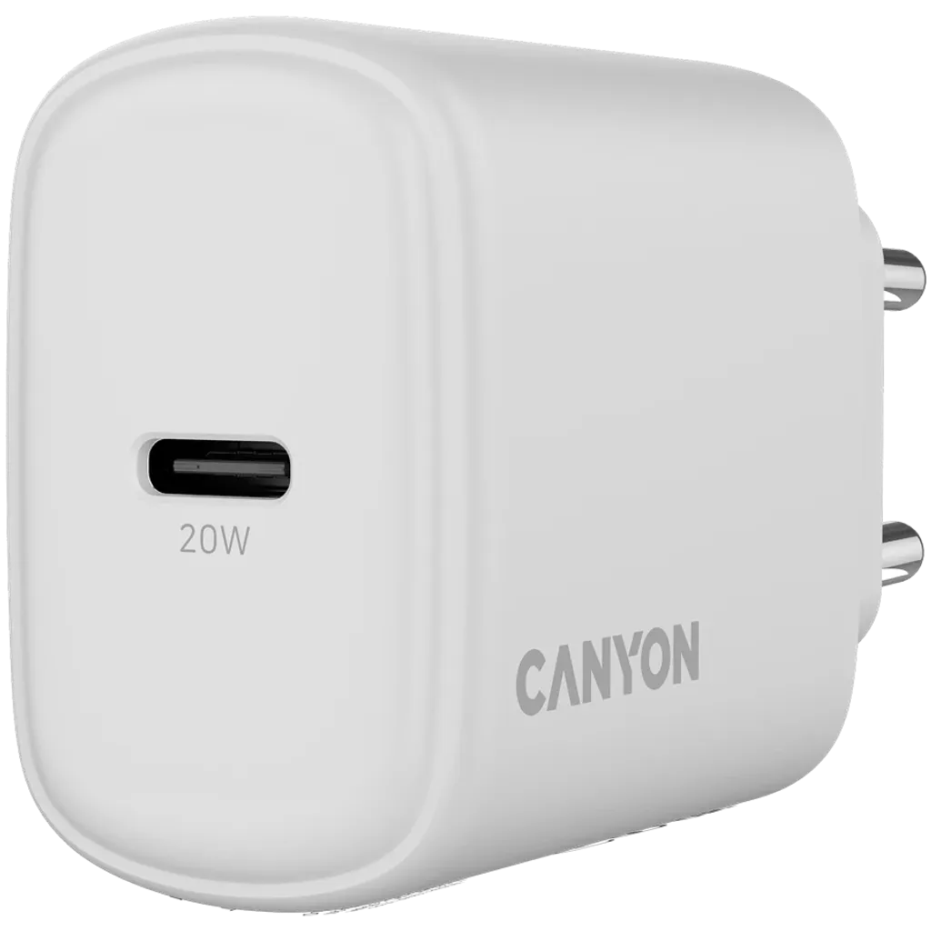 CANYON OnCharge 200 20W USB-C PD/PPS tīkla lādētājs, balts