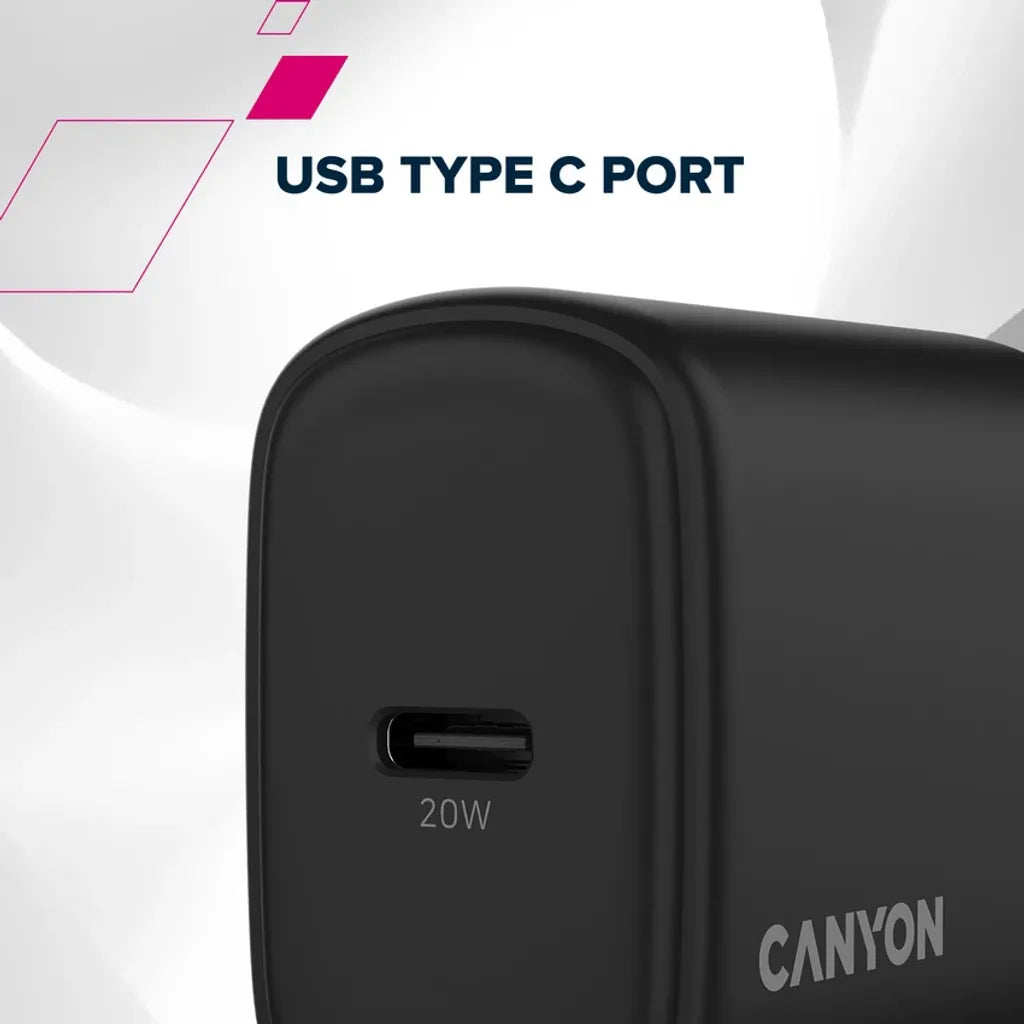 CANYON OnCharge 200 20W USB-C PD/PPS tīkla lādētājs, balts