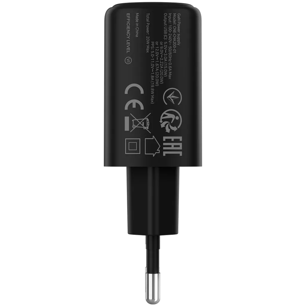CANYON OnCharge 200 20W USB-C PD/PPS tīkla lādētājs, melns
