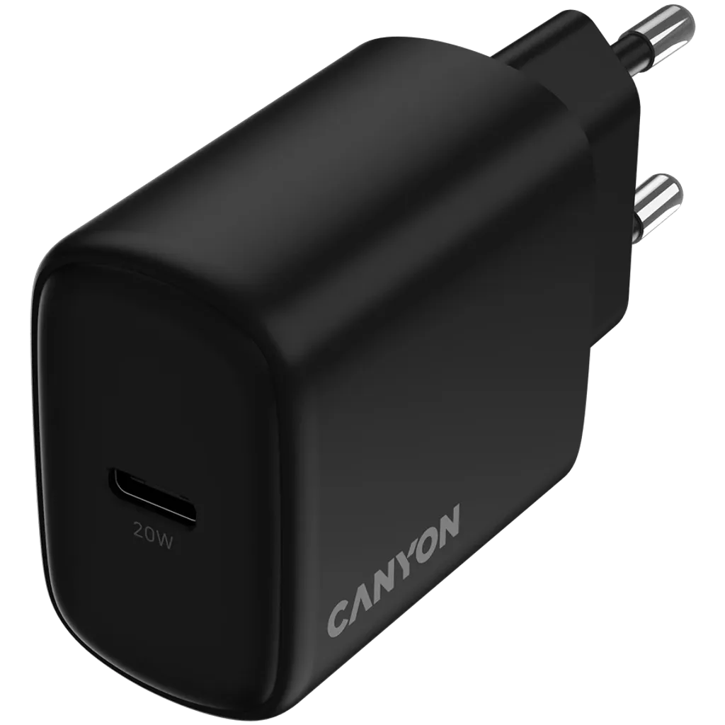 CANYON OnCharge 200 20W USB-C PD/PPS tīkla lādētājs, melns