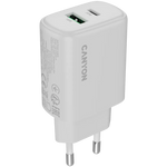 CANYON OnCharge 200 QC 20W USB-C/USB-A PD/PPS tīkla lādētājs, balts