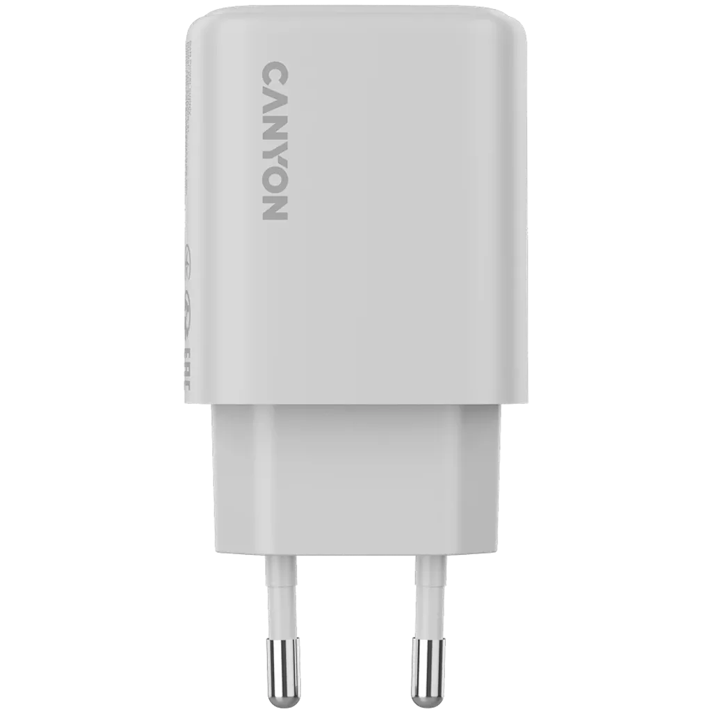 CANYON OnCharge 200 QC 20W USB-C/USB-A PD/PPS tīkla lādētājs, balts