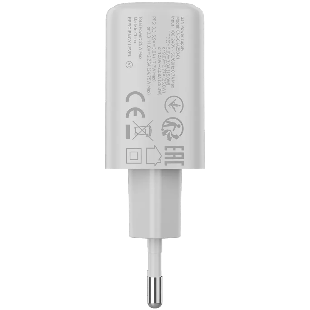 CANYON OnCharge 250 25W USB-C PD/PPS tīkla lādētājs, balts