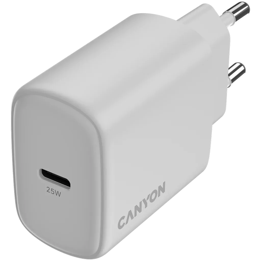 CANYON OnCharge 250 25W USB-C PD/PPS tīkla lādētājs, balts