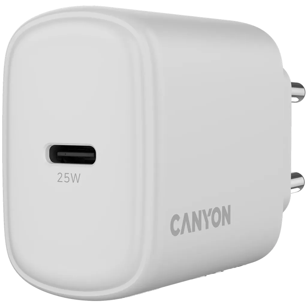 CANYON OnCharge 250 25W USB-C PD/PPS tīkla lādētājs, balts