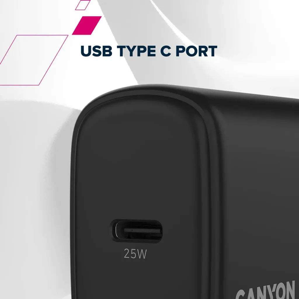 CANYON OnCharge 250 25W USB-C PD/PPS tīkla lādētājs, balts