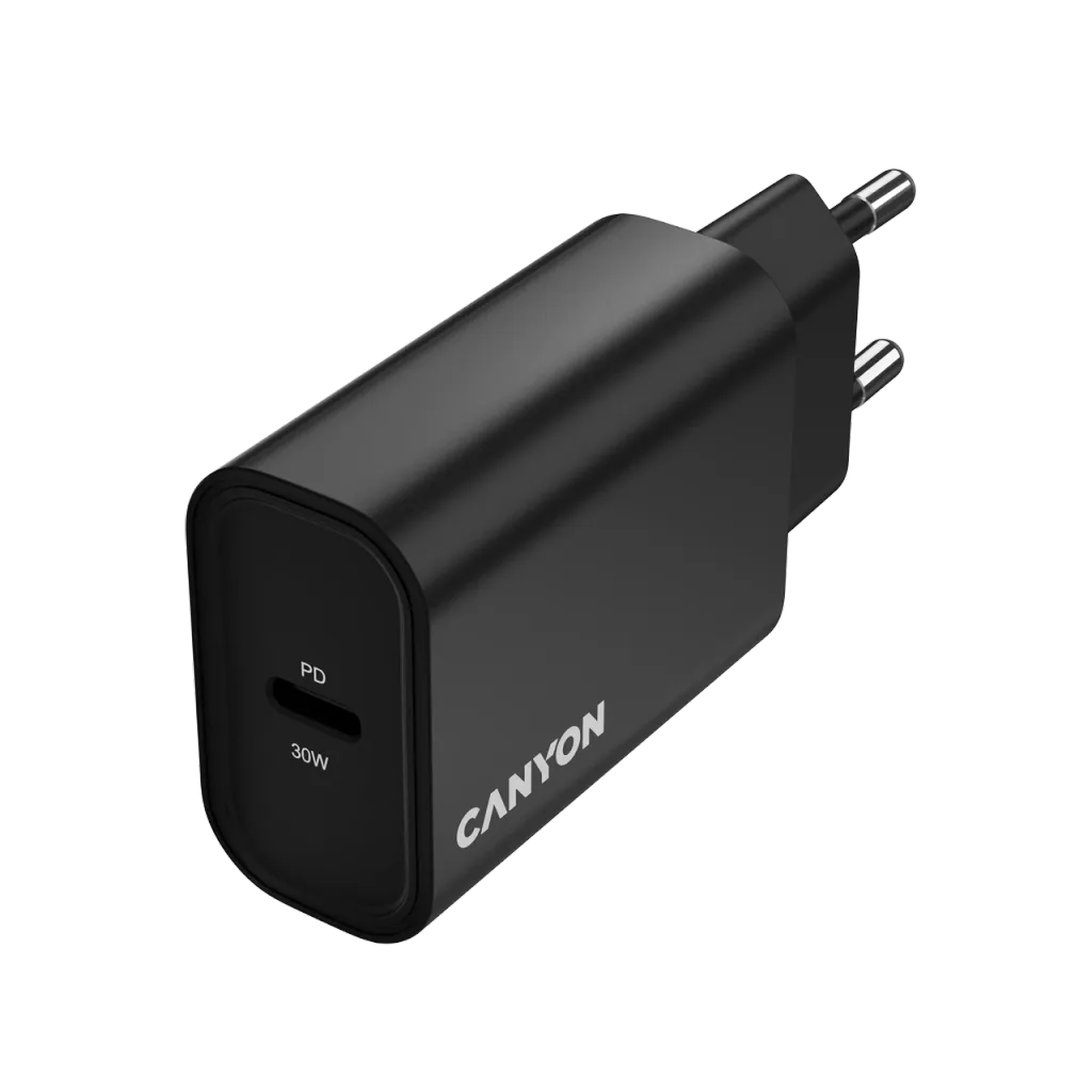 CANYON OnCharge 30CL 30W USB-C PD tīkla lādētājs, melns