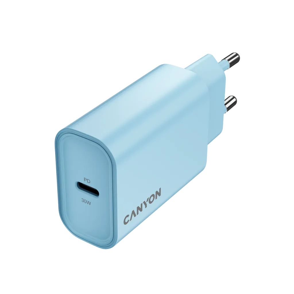 CANYON OnCharge 30CL 30W USB-C PD tīkla lādētājs, zils