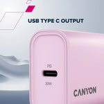 CANYON OnCharge 30CL 30W USB-C PD tīkla lādētājs, zils
